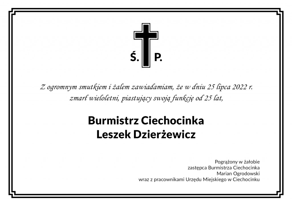 Ś.P. Leszek Dzierżewicz Burmistrz Ciechocinka